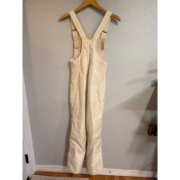 Skyr Ski Bib Overalls Womens Sm Ivory Quilted Vintage Snow Pants Gaper Day